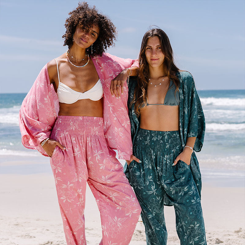 Coral Bloom Butterfly Kimono
