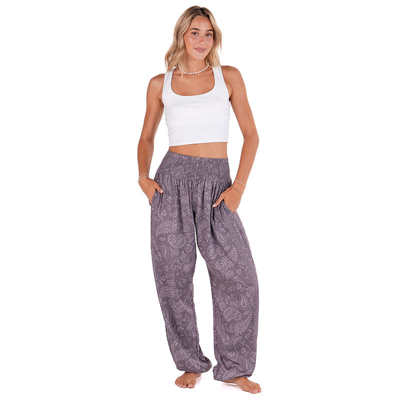 Frosted Plum Paisley Harem Pants