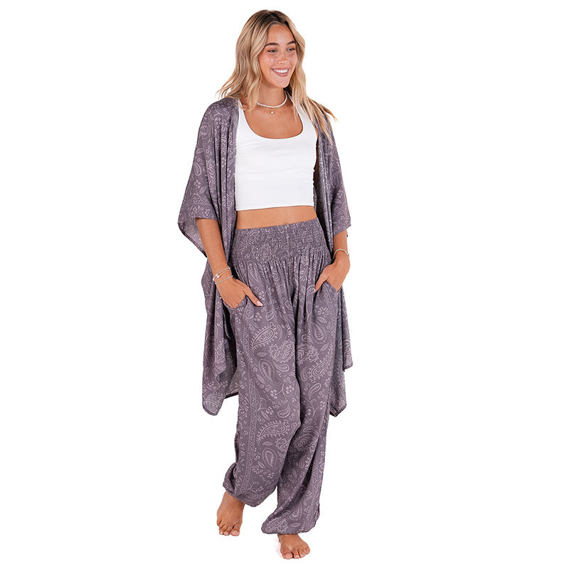 Frosted Plum Paisley Harem Pants