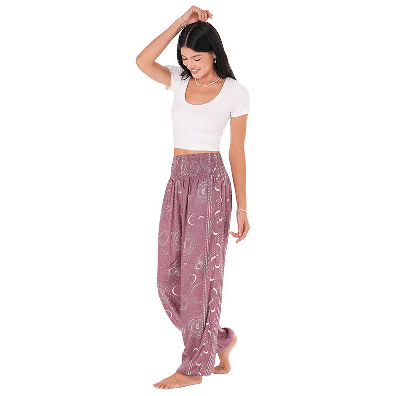 Mauve Moonlight Harem Pants, side hand on head