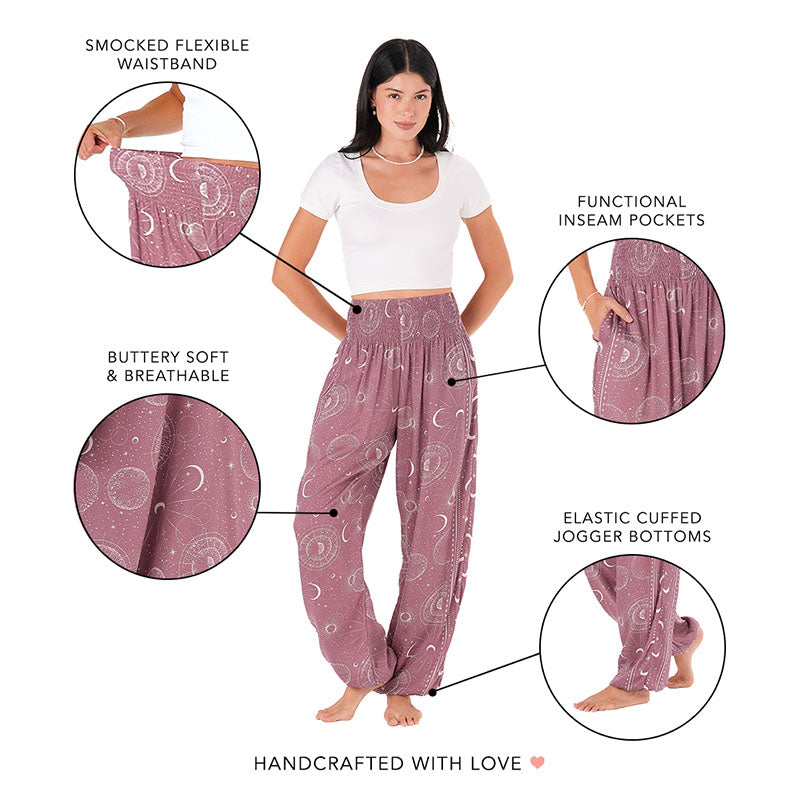 Mauve Moonlight Harem Pants, feature callouts