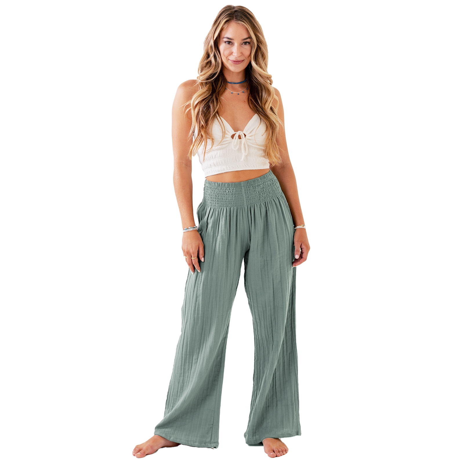 [TWN]★RAGTIME WIDE COTTON PANTS Time & Tru Women's Mid Rise Utility Cargo Pants with Pockets