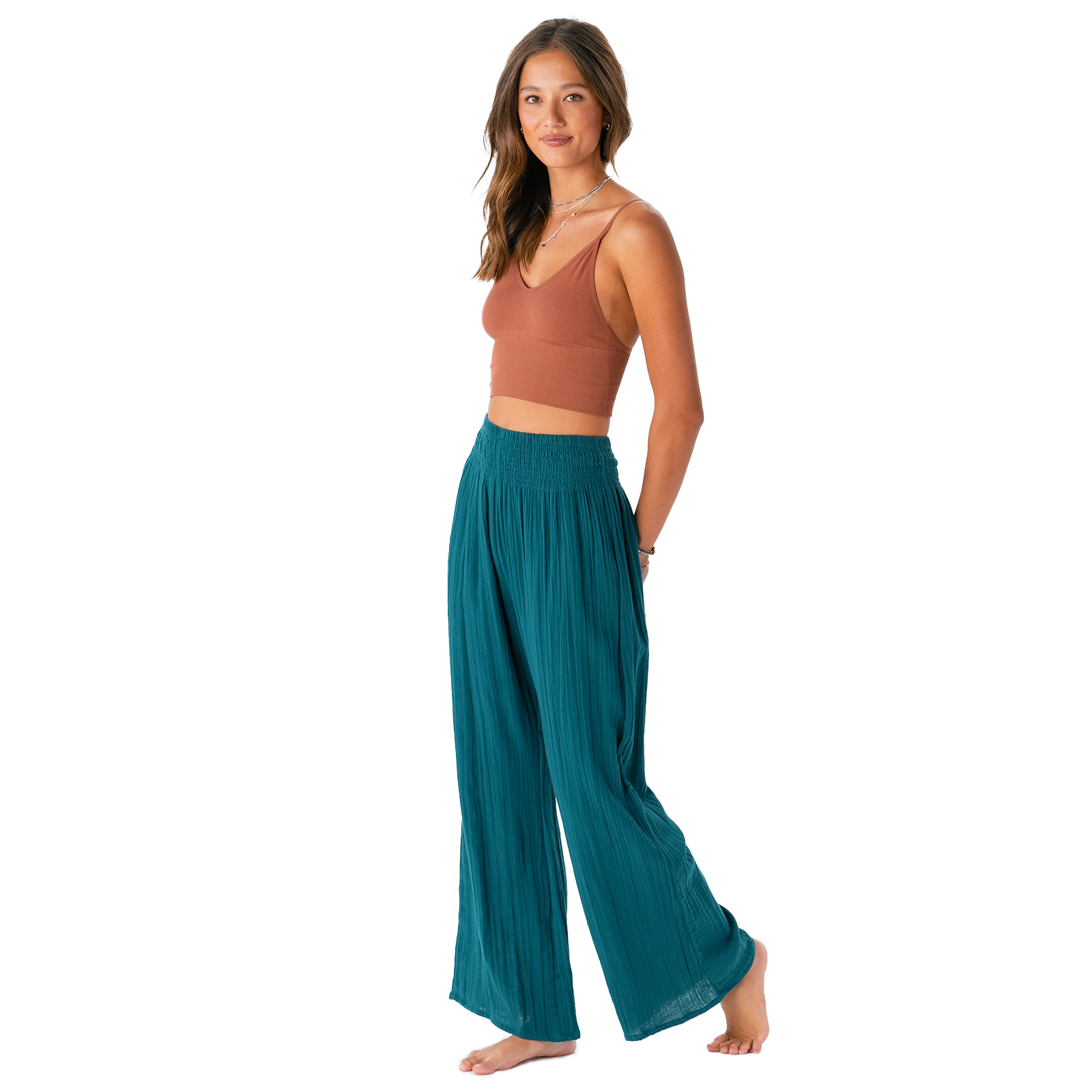 Verdigris Wide Leg Cotton Pants | Lotus and Luna - LotusAndLuna