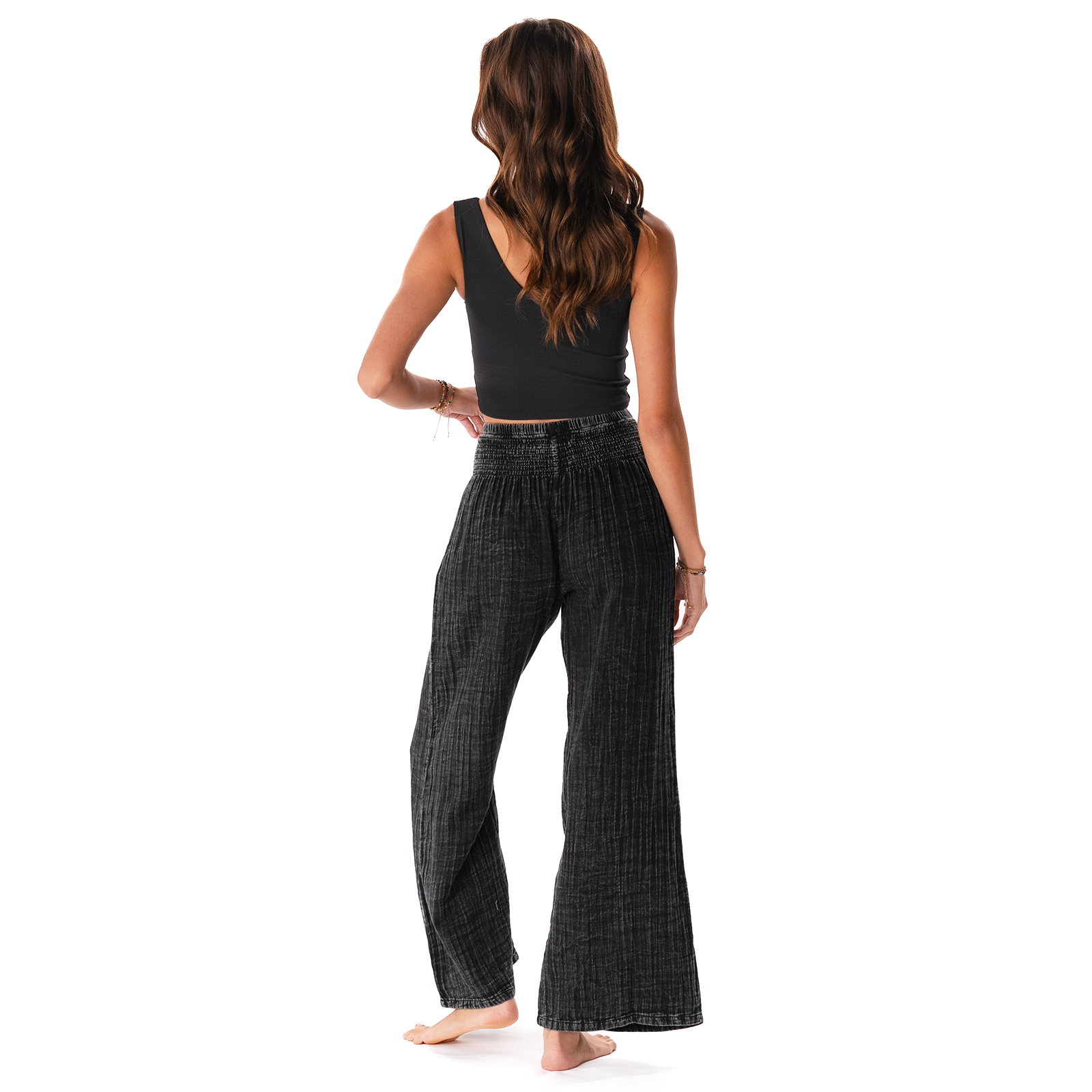 Vintage Black Wide Leg Cotton Pants | Lotus and Luna - LotusAndLuna