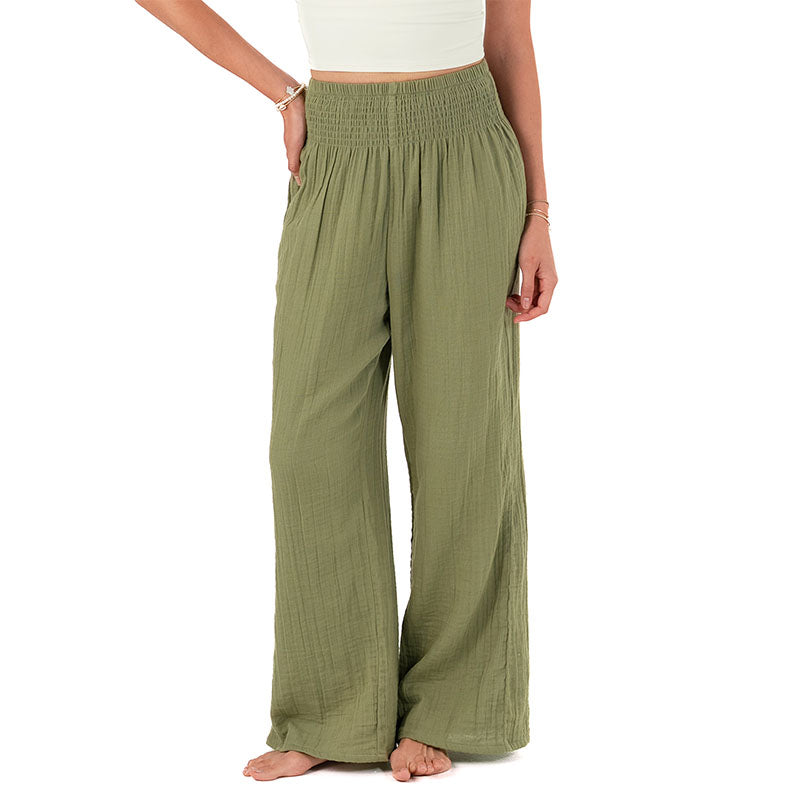 Seagrass Wide Leg Cotton Pants