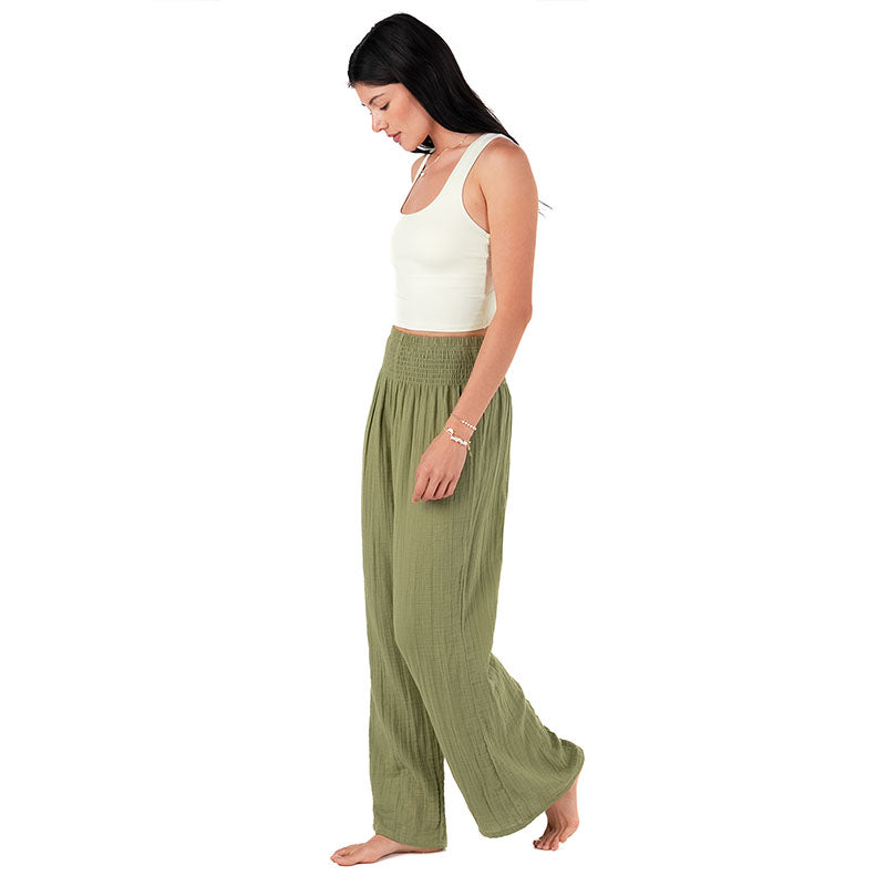 Seagrass Wide Leg Cotton Pants