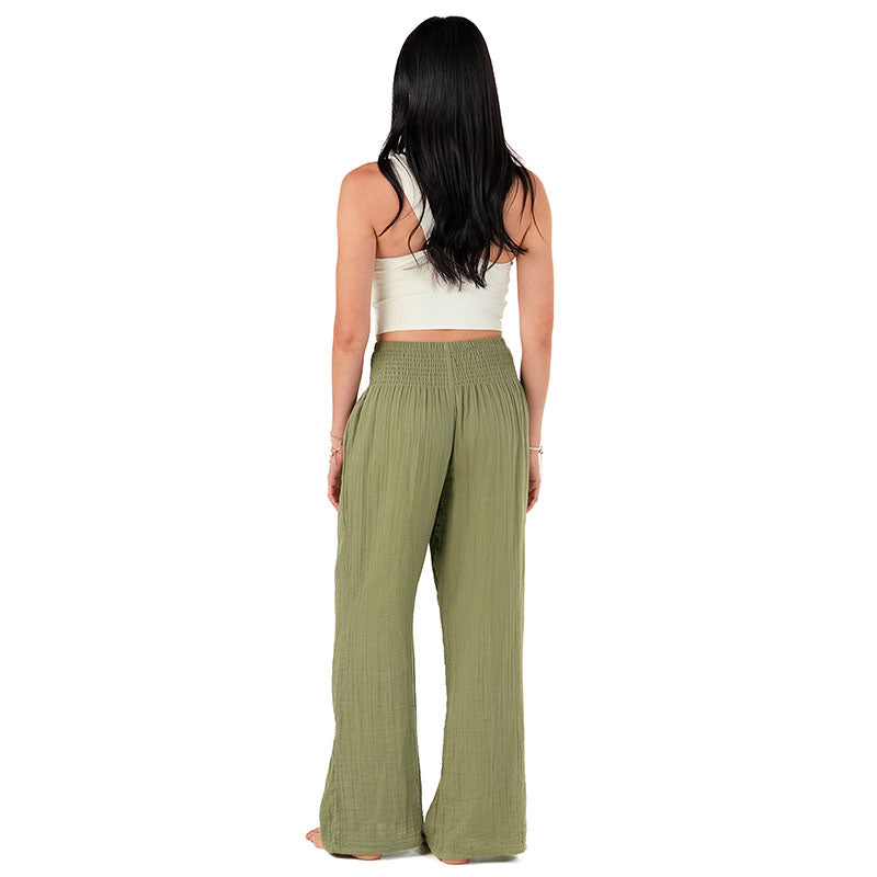 Seagrass Wide Leg Cotton Pants