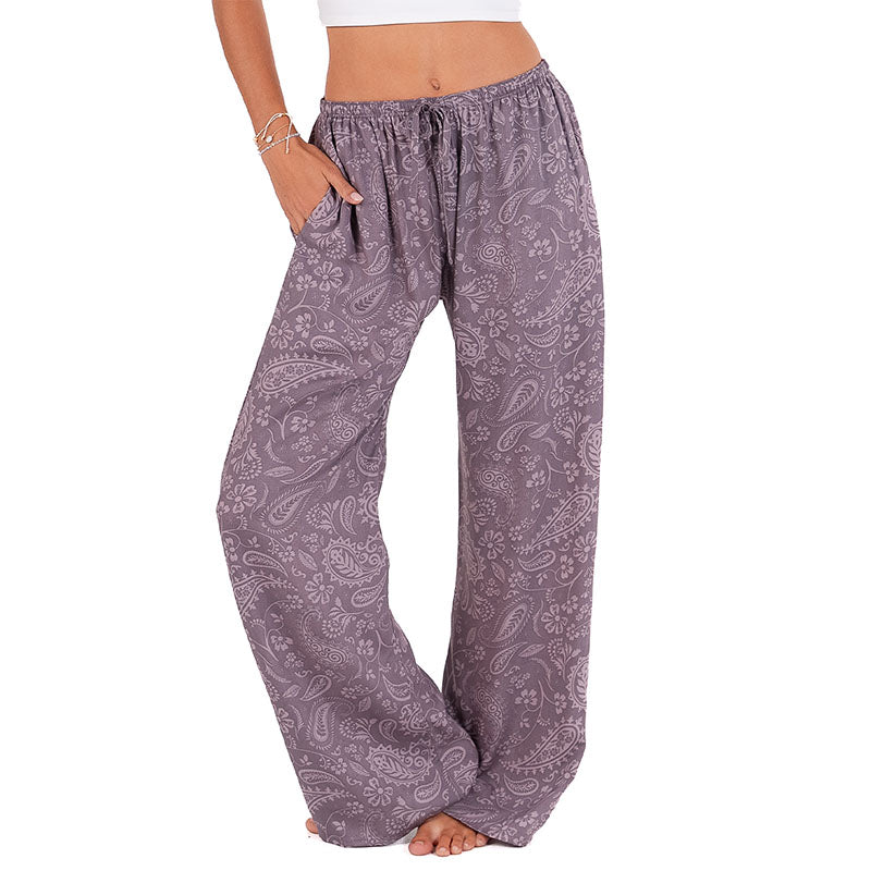 Frosted Plum Paisley Drift Pants, front, cropped