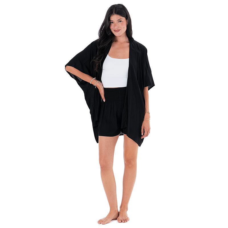 Black Demi Kimono, front