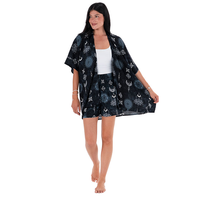 Midnight Lotus Moon Demi Kimono