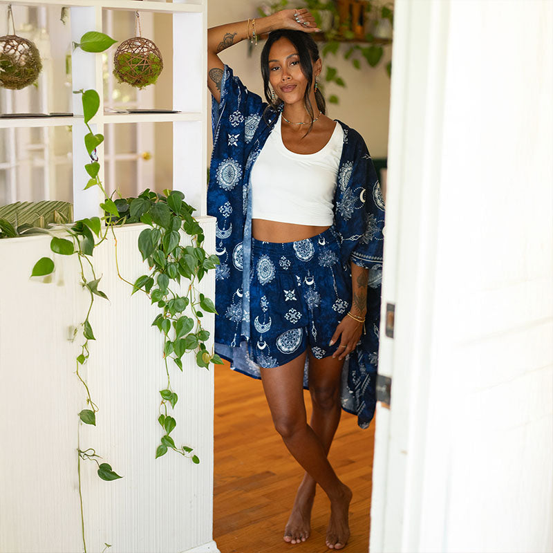 Nightfall Blue Lotus Moon Shorts