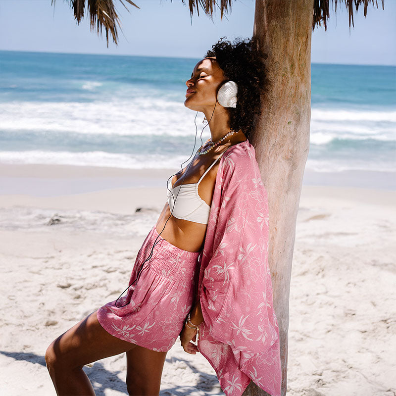 Coral Bloom Butterfly Kimono