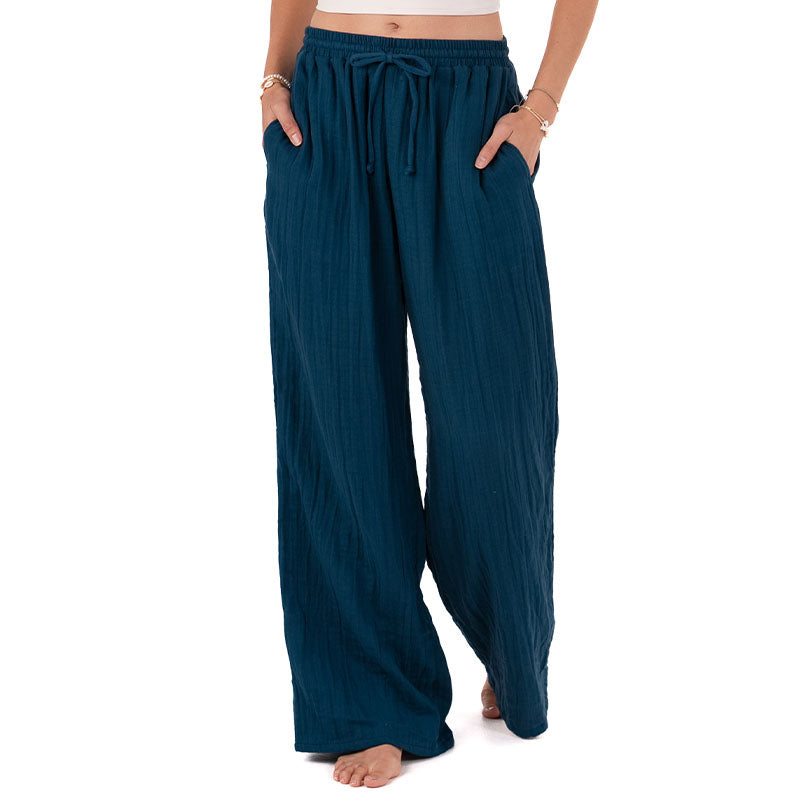 Deep Teal Cotton Cabana Pants