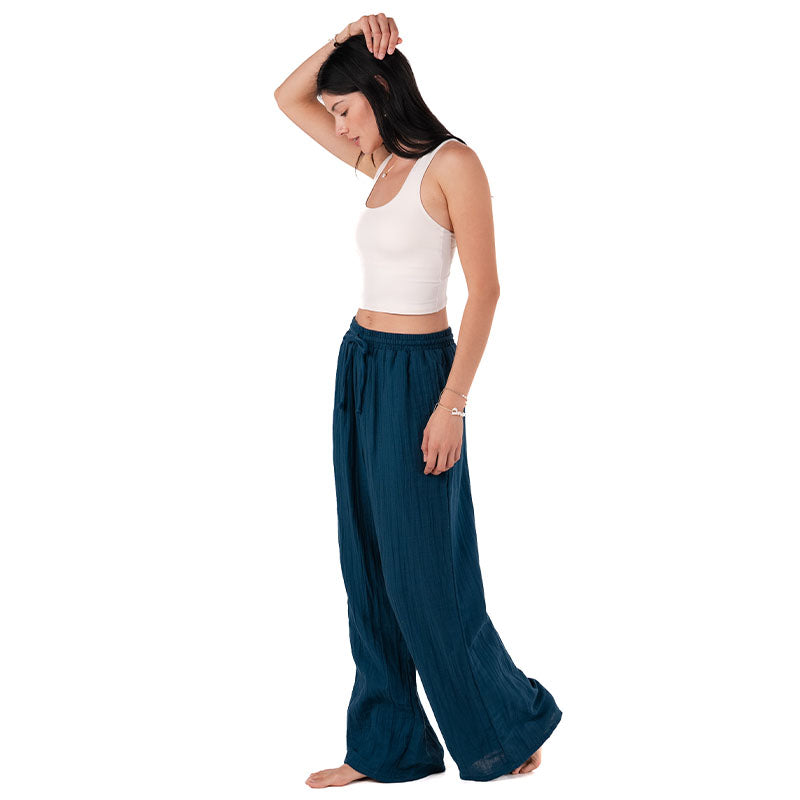 Deep Teal Cotton Cabana Pants