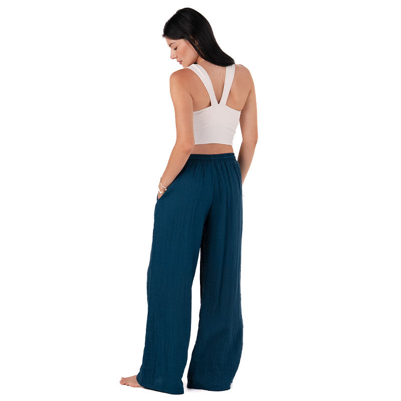 Deep Teal Cotton Cabana Pants