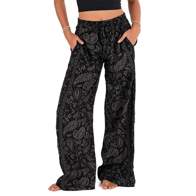 Shadow Paisley Wide Leg Drawstring Pants
