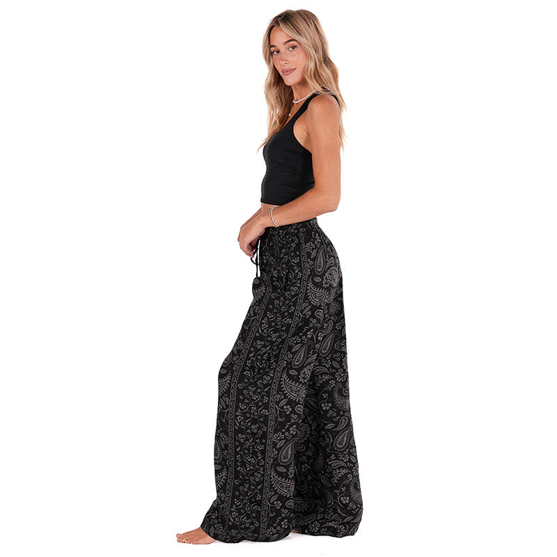 Shadow Paisley Wide Leg Drawstring Pants
