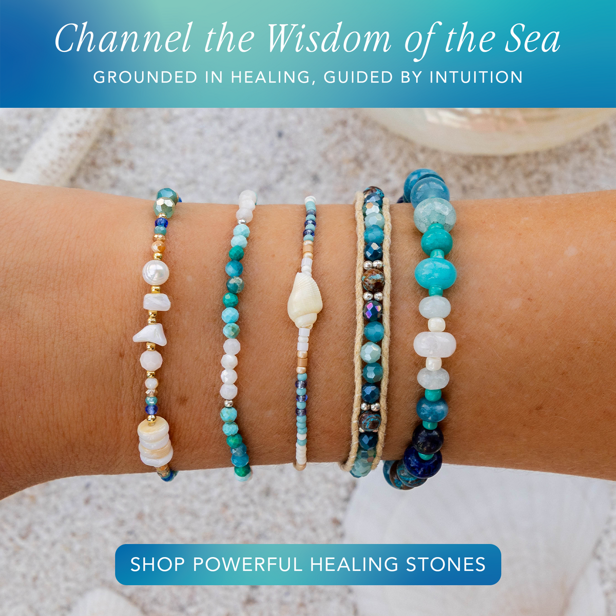 Blue Crush Statement Healing Bracelet