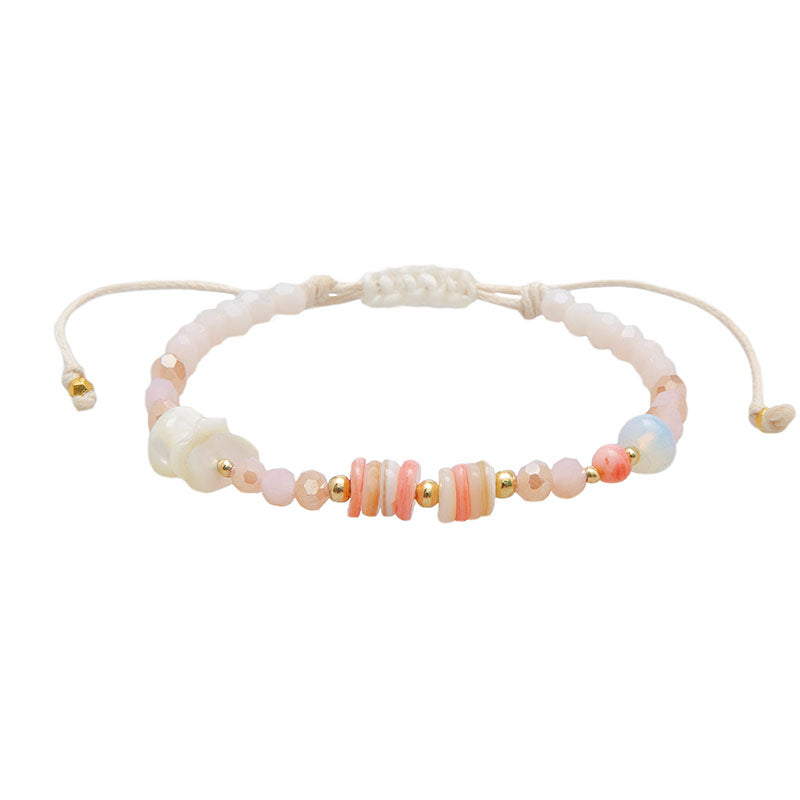 Coral Bloom Crystal Tide Bracelet, flat lay