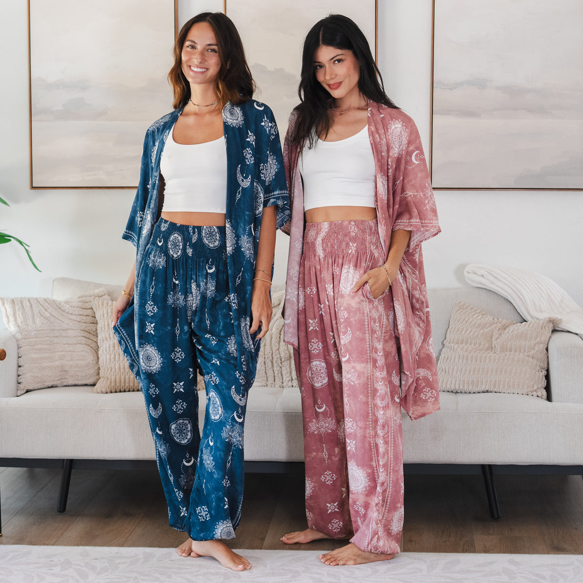 Dusty Rose Lotus Moon Kimono