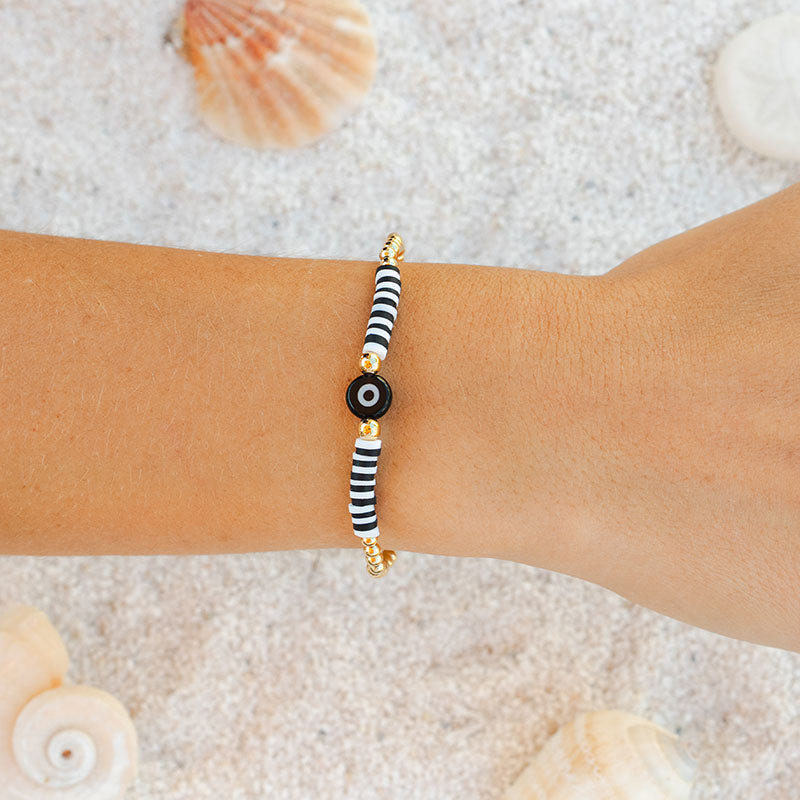 Protection Evil Eye Gold Bead Bracelet