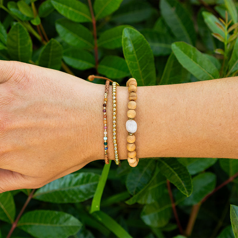 Gold 3mm Stretch Bead Bracelet LotusAndLuna - Main Image