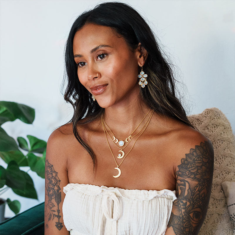 Golden Spirit Crescent Necklace