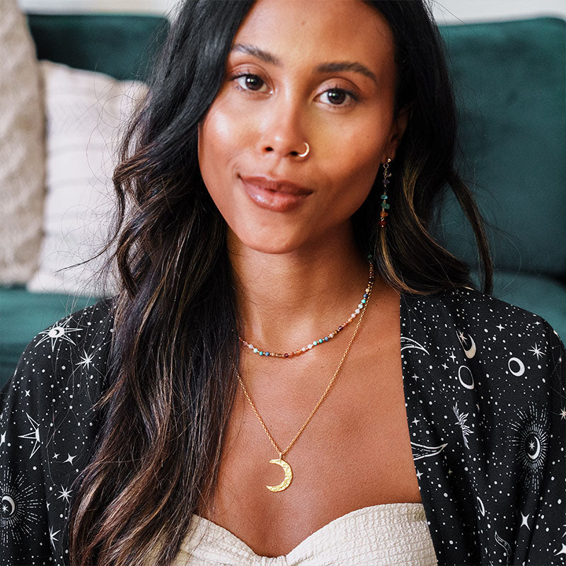 Golden Spirit Crescent Necklace