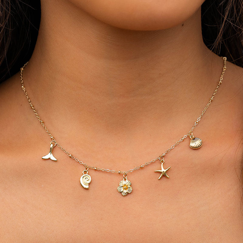 Ocean Treasures Metal Charm Necklace