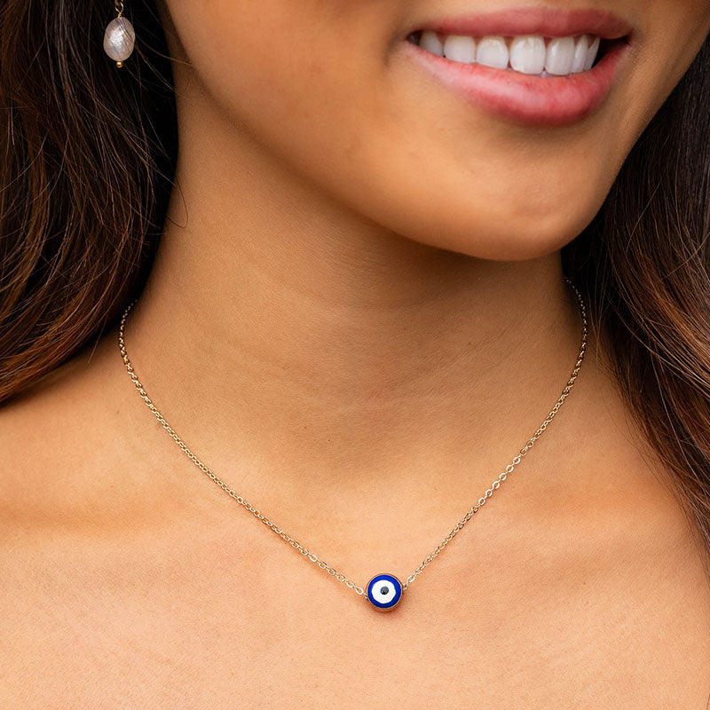 Gold Evil Eye Charm Necklace