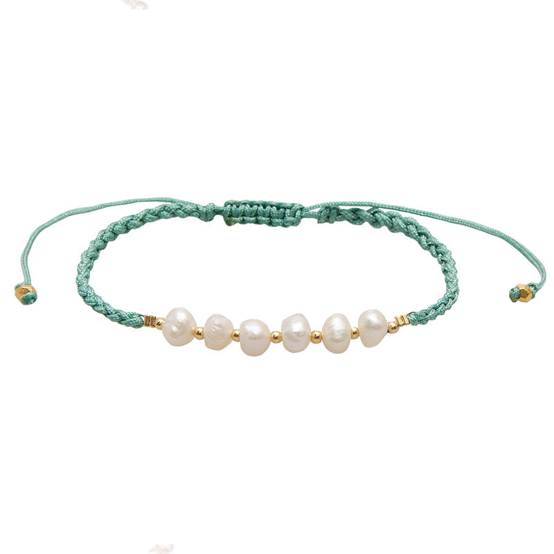 Seafoam Mermaids Pearl Bracelet, flat lay