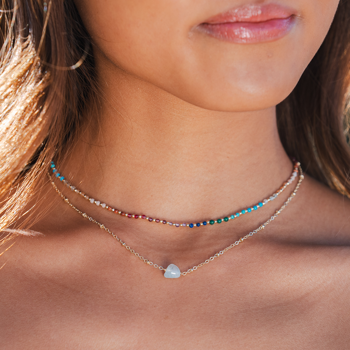 Divine Healer + Aquamarine Necklace Stack