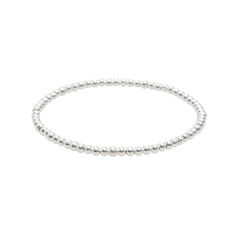 Silver 3mm Stretch Bead Bracelet