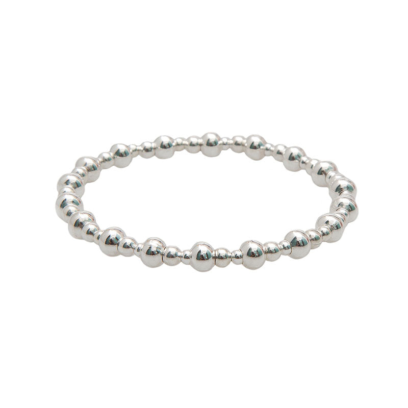 Silver Mixed Stretch Bead Bracelet