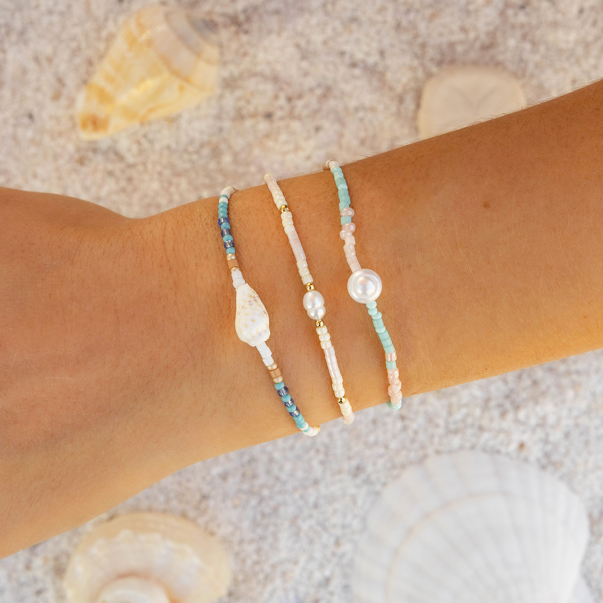 White Sand Beach Seedbead Bracelet