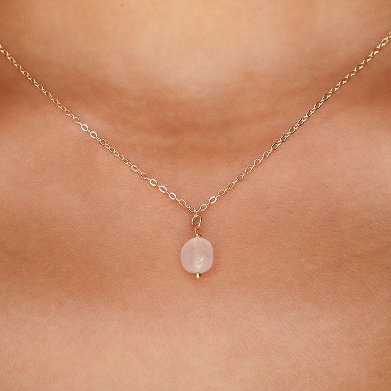 Rose Quartz Drop Necklace