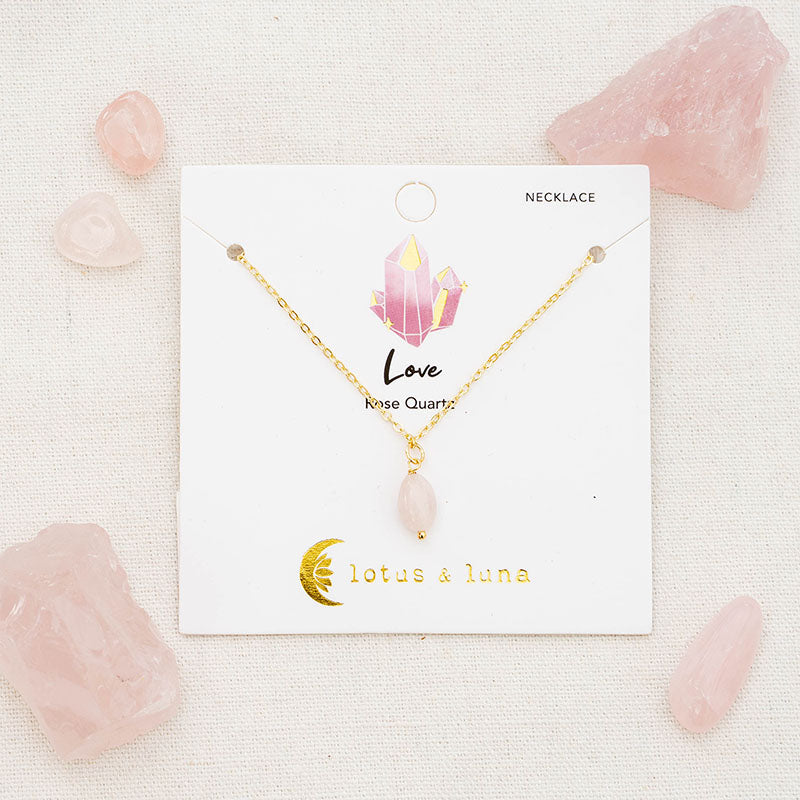 Rose Quartz Drop Necklace