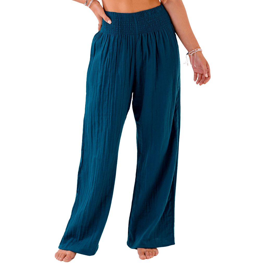 Dark blue wide leg cotton pants