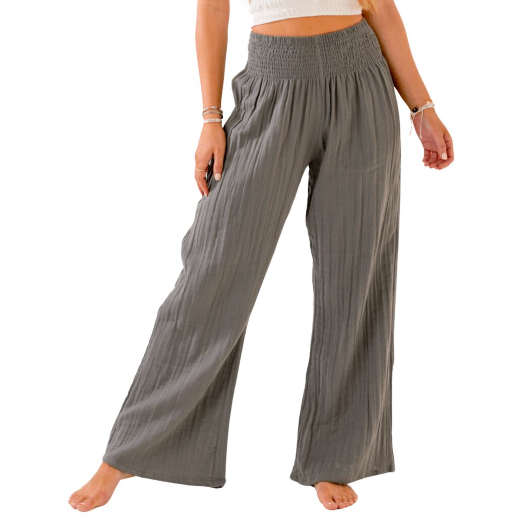 Gray cotton wide leg pants