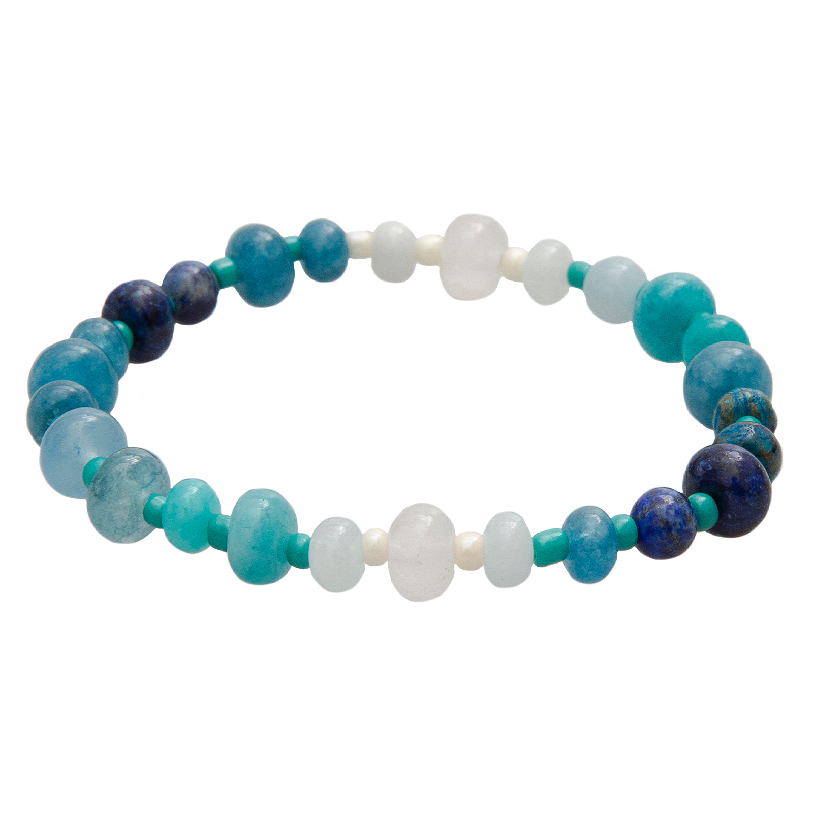 Blue Crush Statement Healing Bracelet, flat lay blue stones