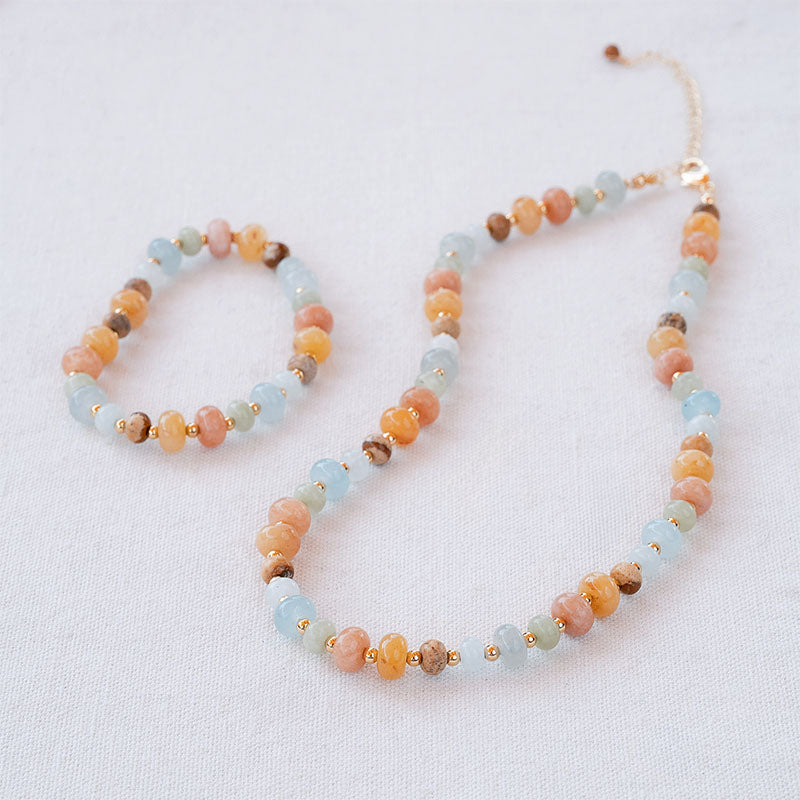 Move Mountains Statement Healing Bracelet and Necklace, flat lay together