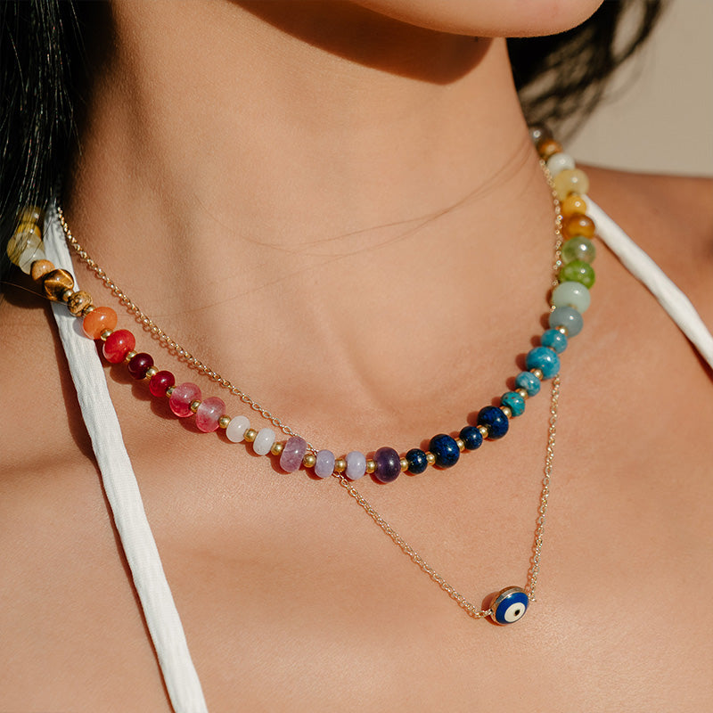 Gold Evil Eye Charm Necklace