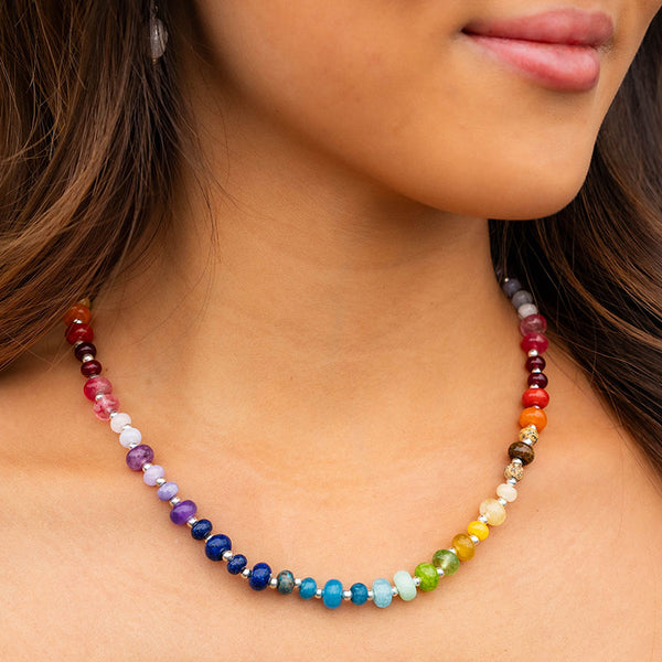 Master Healer Statement Healing Necklace, worn on neck front