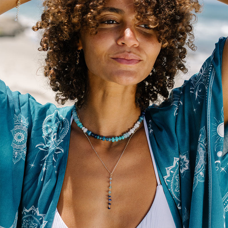 Ocean Ombre Raw Stone Healing Necklace