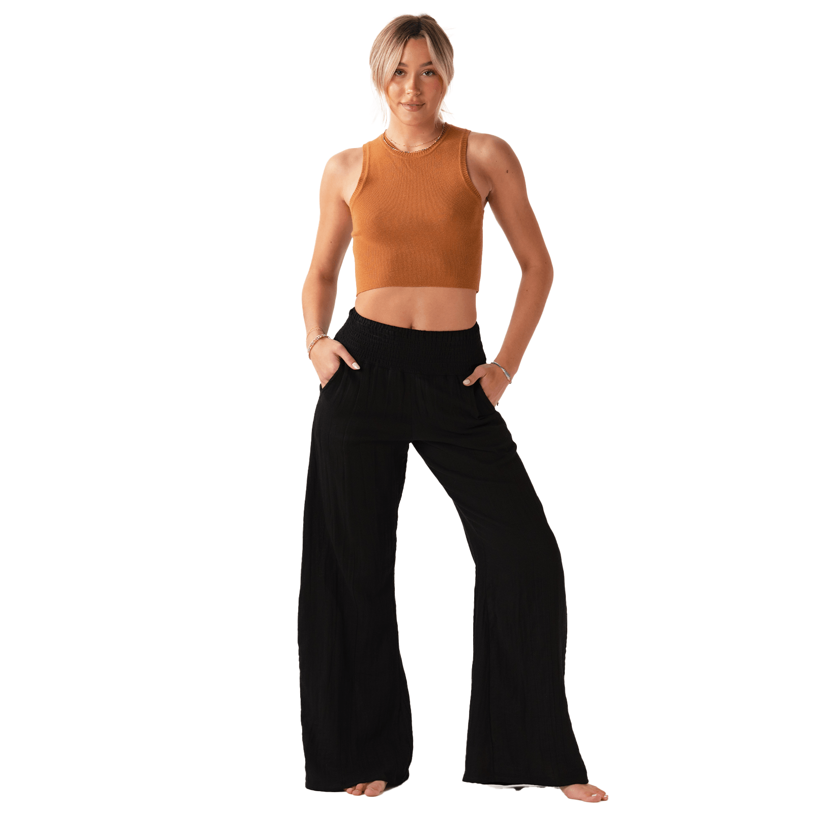 Black cotton shop wide leg pants