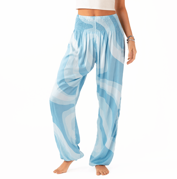 Blue Lagoon Swirl Harem Pants | Lotus and Luna - LotusAndLuna