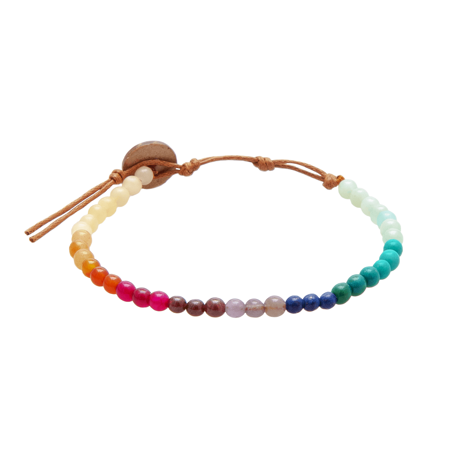 4mm multicolor stone healing bracelet with a coconut button closure