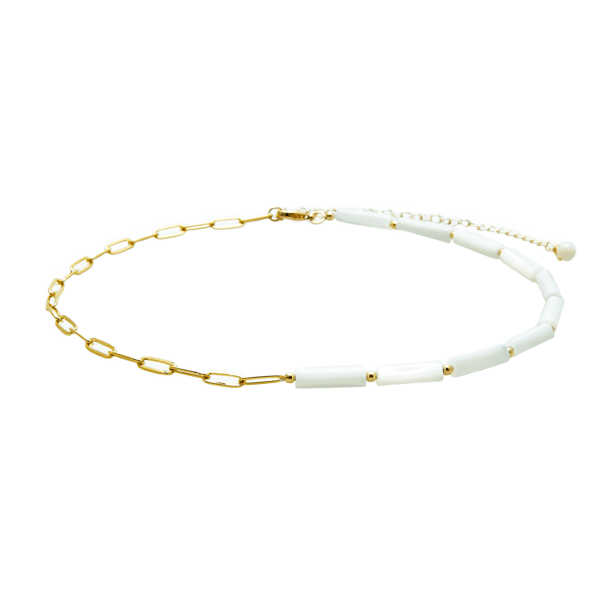 Imagination Half Tube Bead + Gold Chain Necklace - LotusAndLuna