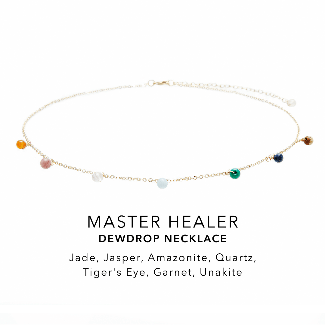 Master Healer 2mm + Dewdrop Necklace Stack - LotusAndLuna