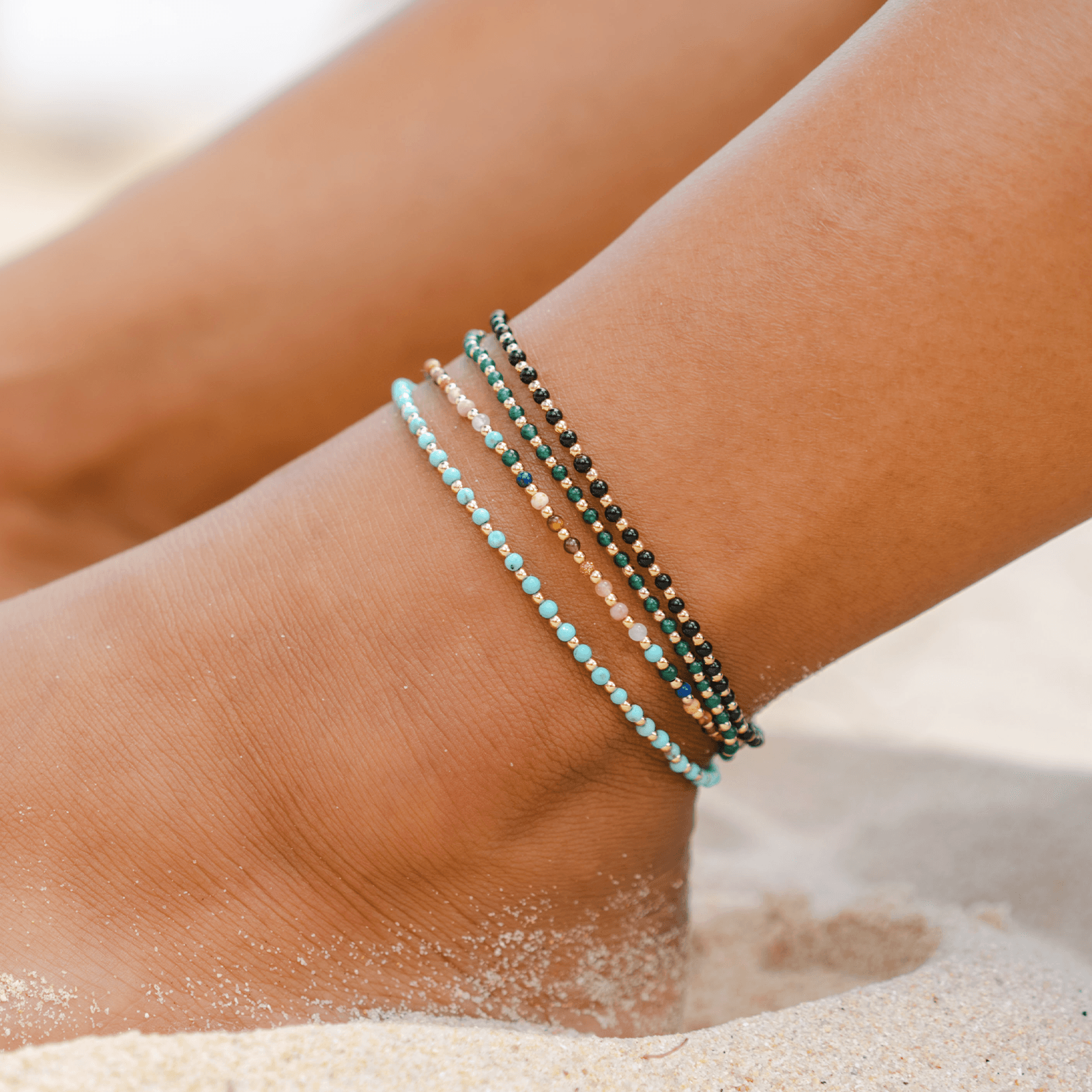 Glass Beads Stretch Ankle Bracelet Pearl Collection - Etsy